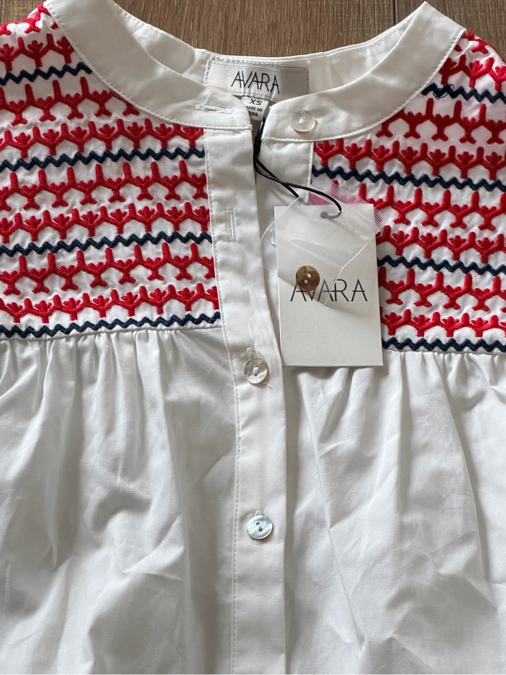 Avara Trudy Navy and Red Embroidered Top - Picture 7 of 8